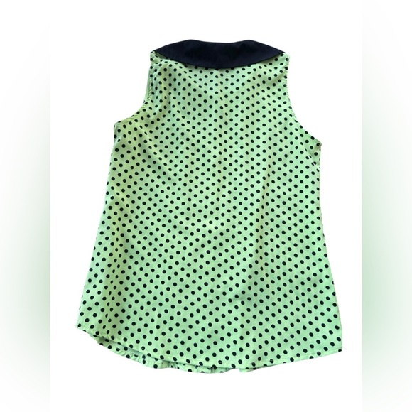 Y2K Derek Heart Women’s Neon Green Black Polka Dot Collared Button Blouse Medium - Picture 6 of 7